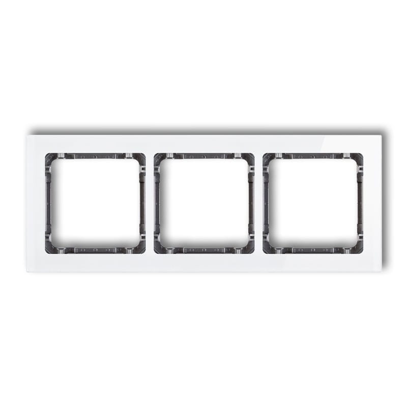 Karlik Deco Biały Ramka Uniwersalna Potrójna - Efekt Szkła (Ramka: Biała; Spód: Grafitowy) 0-11-Drs-3