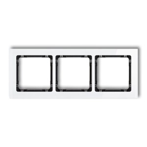 Karlik Deco Biały Ramka Uniwersalna Potrójna - Efekt Szkła (Ramka: Biała; Spód: Czarny) 0-12-Drs-3