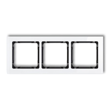 Karlik Deco Biały Ramka Uniwersalna Potrójna - Efekt Szkła (Ramka: Biała; Spód: Czarny) 0-12-Drs-3