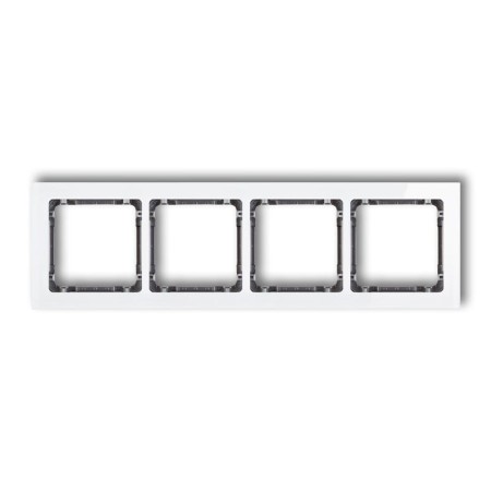Karlik Deco Biały Ramka Uniwersalna Poczwórna - Efekt Szkła (Ramka: Biała; Spód: Grafitowy) 0-11-Drs-4