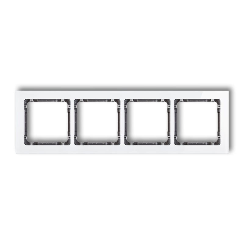 Karlik Deco Biały Ramka Uniwersalna Poczwórna - Efekt Szkła (Ramka: Biała; Spód: Grafitowy) 0-11-Drs-4