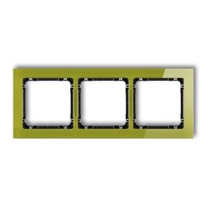 Karlik Deco Zielony Ramka Uniwersalna Potrójna - Efekt Szkła (Ramka Zielona; Spód Czarny) 2-12-Drs-3