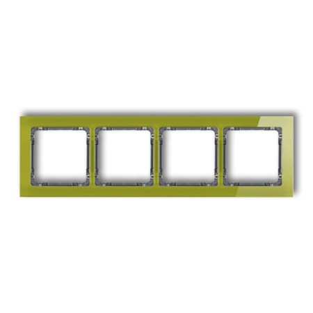 Karlik Deco Zielony Ramka Uniwersalna Poczwórna - Efekt Szkła (Ramka Zielona; Spód Grafitowy) 2-11-Drs-4
