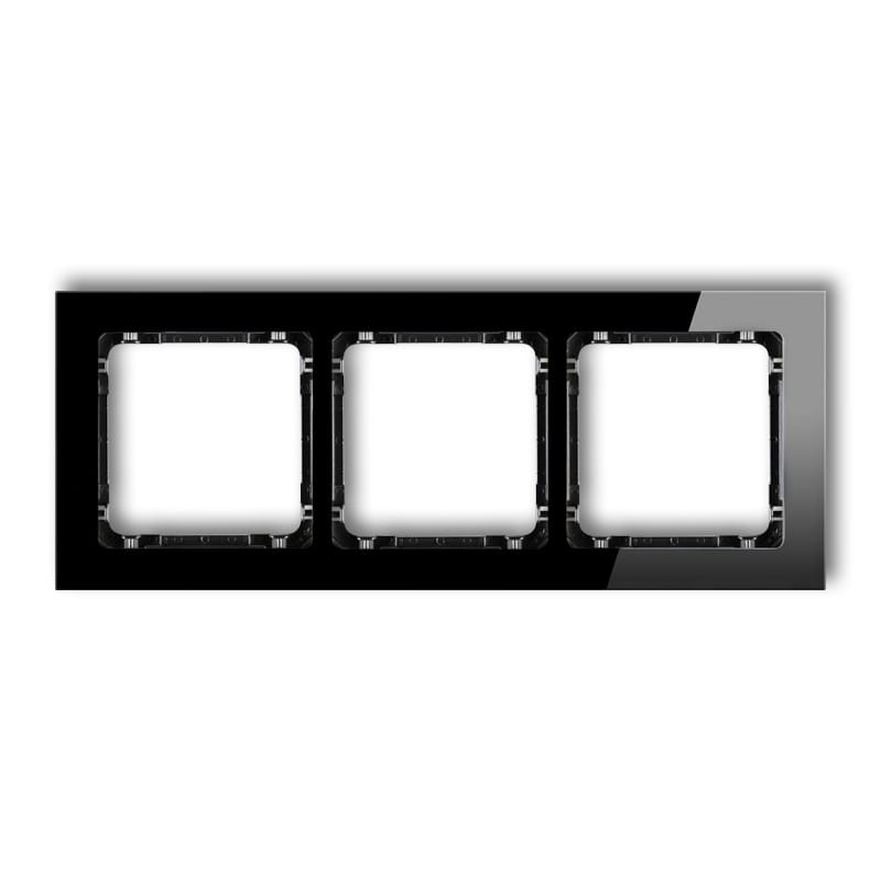 Karlik Deco Czarny Ramka Uniwersalna Potrójna - Efekt Szkła (Ramka: Czarna; Spód: Czarny) 12-12-Drs-3