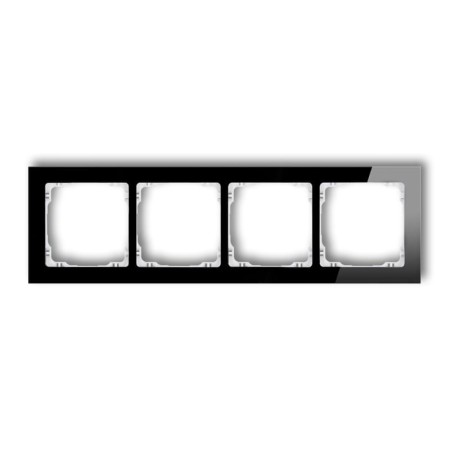 Karlik Deco Czarny Ramka Uniwersalna Poczwórna - Efekt Szkła (Ramka: Czarna; Spód: Biały) 12-0-Drs-4