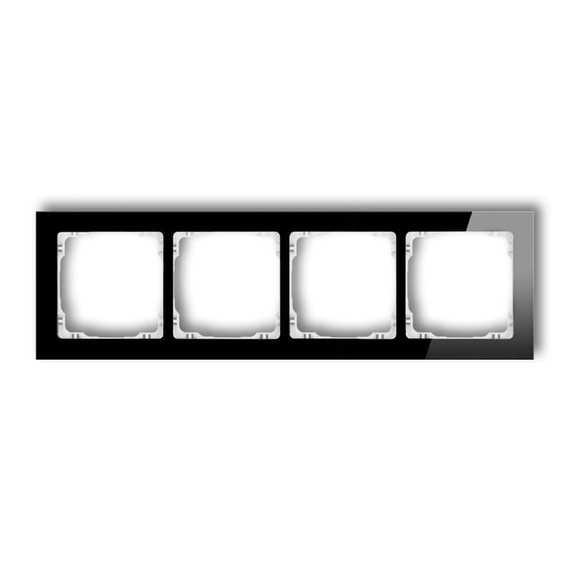 Karlik Deco Czarny Ramka Uniwersalna Poczwórna - Efekt Szkła (Ramka: Czarna; Spód: Biały) 12-0-Drs-4