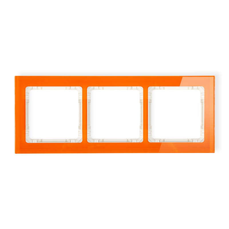 Karlik Deco Pomarańczowy Ramka Uniwersalna Potrójna - Efekt Szkła (Ramka: Pomarańczowa; Spód: Beżowy) 13-1-Drs-3