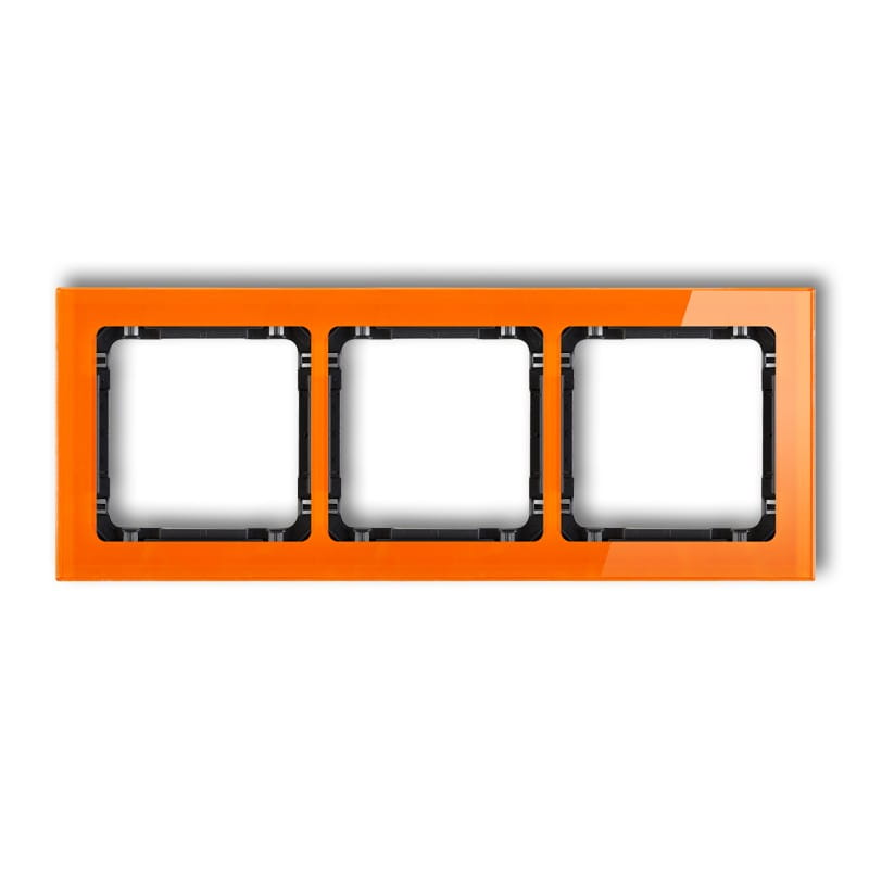 Karlik Deco Pomarańczowy Ramka Uniwersalna Potrójna - Efekt Szkła (Ramka: Pomarańczowa; Spód: Czarny) 13-12-Drs-3