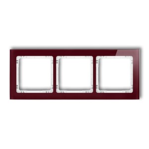 Karlik Deco Bordowy Ramka Uniwersalna Potrójna - Efekt Szkła (Ramka: Bordowa; Spód: Biały) 14-0-Drs-3