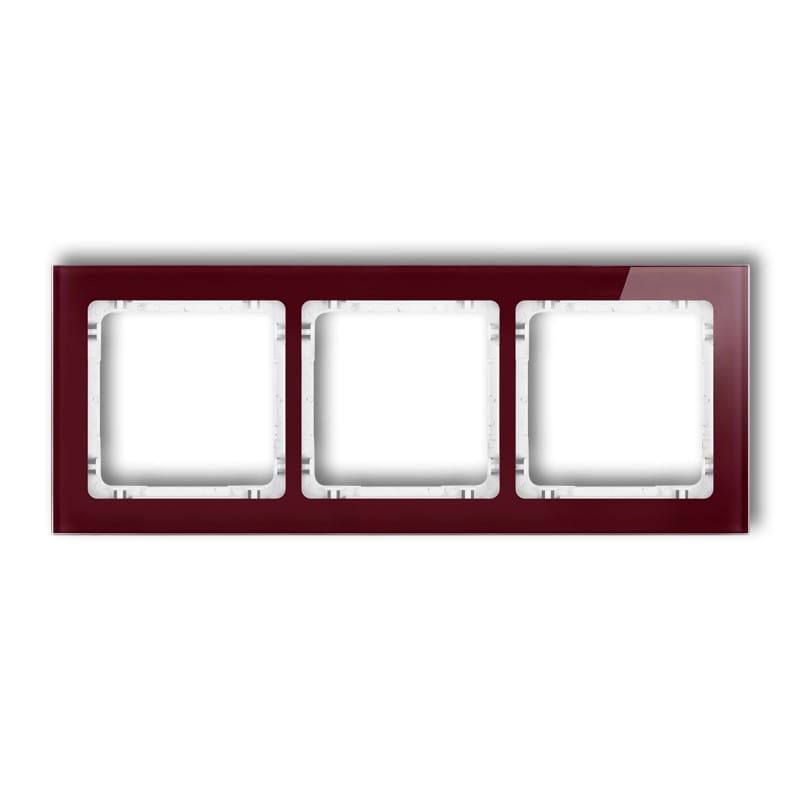 Karlik Deco Bordowy Ramka Uniwersalna Potrójna - Efekt Szkła (Ramka: Bordowa; Spód: Biały) 14-0-Drs-3