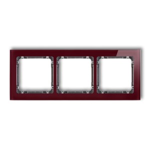 Karlik Deco Bordowy Ramka Uniwersalna Potrójna - Efekt Szkła (Ramka: Bordowa; Spód: Grafitowy) 14-11-Drs-3