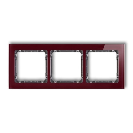 Karlik Deco Bordowy Ramka Uniwersalna Potrójna - Efekt Szkła (Ramka: Bordowa; Spód: Grafitowy) 14-11-Drs-3