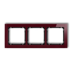 Karlik Deco Bordowy Ramka Uniwersalna Potrójna - Efekt Szkła (Ramka: Bordowa; Spód: Czarny) 14-12-Drs-3