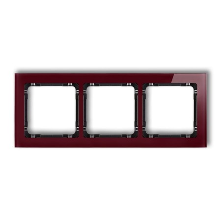 Karlik Deco Bordowy Ramka Uniwersalna Potrójna - Efekt Szkła (Ramka: Bordowa; Spód: Czarny) 14-12-Drs-3