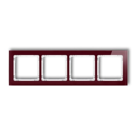 Karlik Deco Bordowy Ramka Uniwersalna Poczwórna - Efekt Szkła (Ramka: Bordowa; Spód: Biały) 14-0-Drs-4
