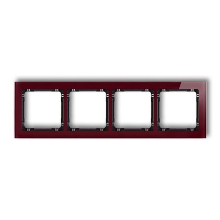 Karlik Deco Bordowy Ramka Uniwersalna Poczwórna - Efekt Szkła (Ramka: Bordowa; Spód: Czarny) 14-12-Drs-4