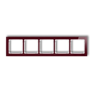 Karlik Deco Bordowy Ramka Uniwersalna Pięciokrotna - Efekt Szkła (Ramka: Bordowa; Spód: Biały) 14-0-Drs-5