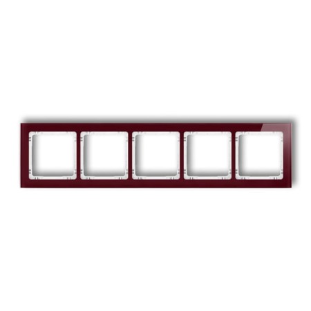 Karlik Deco Bordowy Ramka Uniwersalna Pięciokrotna - Efekt Szkła (Ramka: Bordowa; Spód: Biały) 14-0-Drs-5