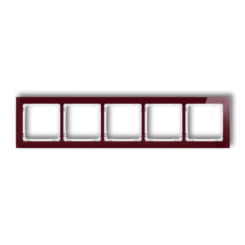 Karlik Deco Bordowy Ramka Uniwersalna Pięciokrotna - Efekt Szkła (Ramka: Bordowa; Spód: Biały) 14-0-Drs-5