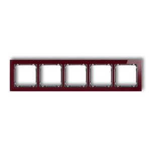 Karlik Deco Bordowy Ramka Uniwersalna Pięciokrotna - Efekt Szkła (Ramka: Bordowa; Spód: Grafitowy) 14-11-Drs-5
