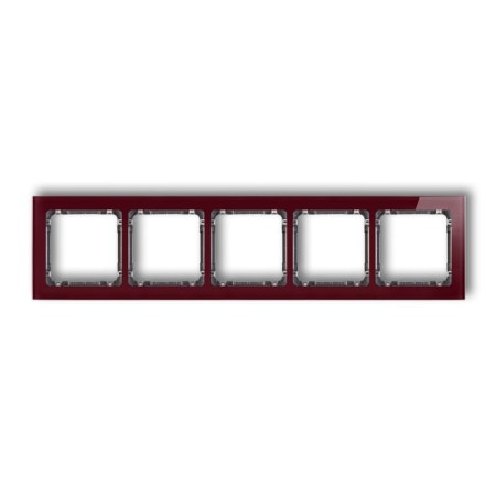 Karlik Deco Bordowy Ramka Uniwersalna Pięciokrotna - Efekt Szkła (Ramka: Bordowa; Spód: Grafitowy) 14-11-Drs-5