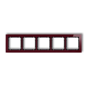 Karlik Deco Bordowy Ramka Uniwersalna Pięciokrotna - Efekt Szkła (Ramka: Bordowa; Spód: Czarny) 14-12-Drs-5