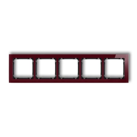 Karlik Deco Bordowy Ramka Uniwersalna Pięciokrotna - Efekt Szkła (Ramka: Bordowa; Spód: Czarny) 14-12-Drs-5