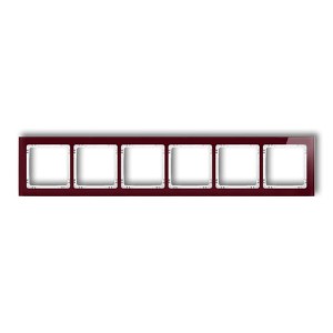 Karlik Deco Bordowy Ramka Uniwersalna Sześciokrotna - Efekt Szkła (Ramka: Bordowa; Spód: Biały) 14-0-Drs-6