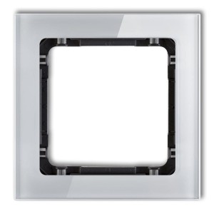 Karlik Deco Szary Ramka Uniwersalna Pojedyncza - Efekt Szkła (Ramka: Szara; Spód: Czarny) 15-12-Drs-1