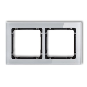 Karlik Deco Szary Ramka Uniwersalna Podwójna- Efekt Szkła (Ramka: Szara; Spód: Czarny) 15-12-Drs-2