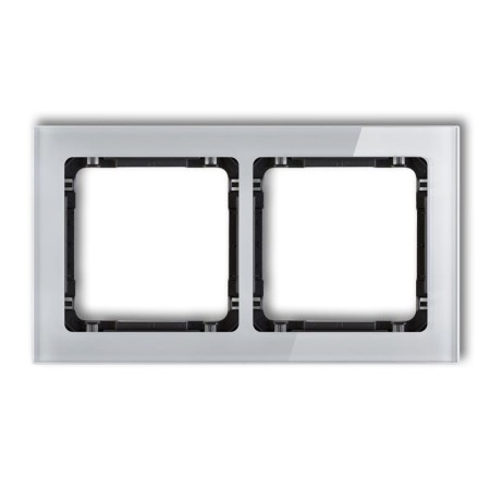 Karlik Deco Szary Ramka Uniwersalna Podwójna- Efekt Szkła (Ramka: Szara; Spód: Czarny) 15-12-Drs-2