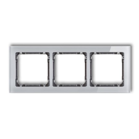 Karlik Deco Szary Ramka Uniwersalna Potrójna - Efekt Szkła (Ramka: Szara; Spód: Grafitowy) 15-11-Drs-3