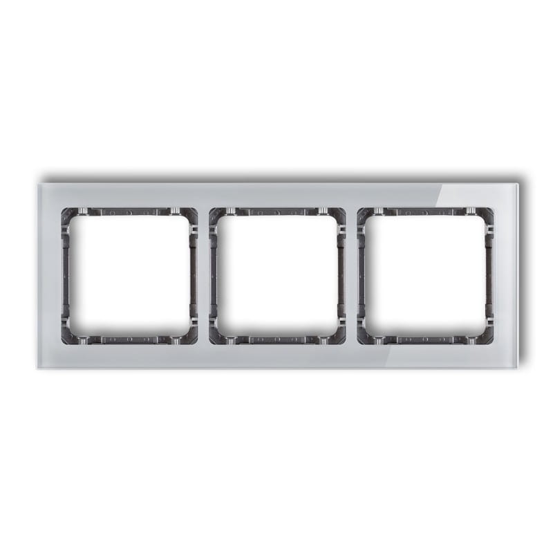 Karlik Deco Szary Ramka Uniwersalna Potrójna - Efekt Szkła (Ramka: Szara; Spód: Grafitowy) 15-11-Drs-3