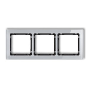 Karlik Deco Szary Ramka Uniwersalna Potrójna - Efekt Szkła (Ramka: Szara; Spód: Czarny) 15-12-Drs-3