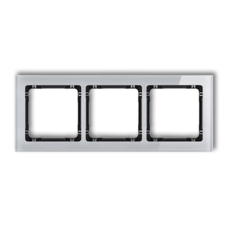 Karlik Deco Szary Ramka Uniwersalna Potrójna - Efekt Szkła (Ramka: Szara; Spód: Czarny) 15-12-Drs-3
