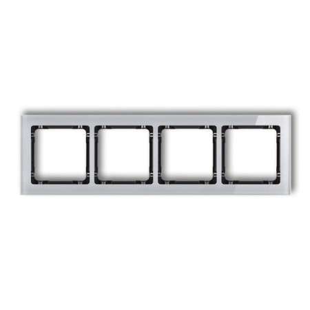 Karlik Deco Szary Ramka Uniwersalna Poczwórna - Efekt Szkła (Ramka: Szara; Spód: Czarny) 15-12-Drs-4