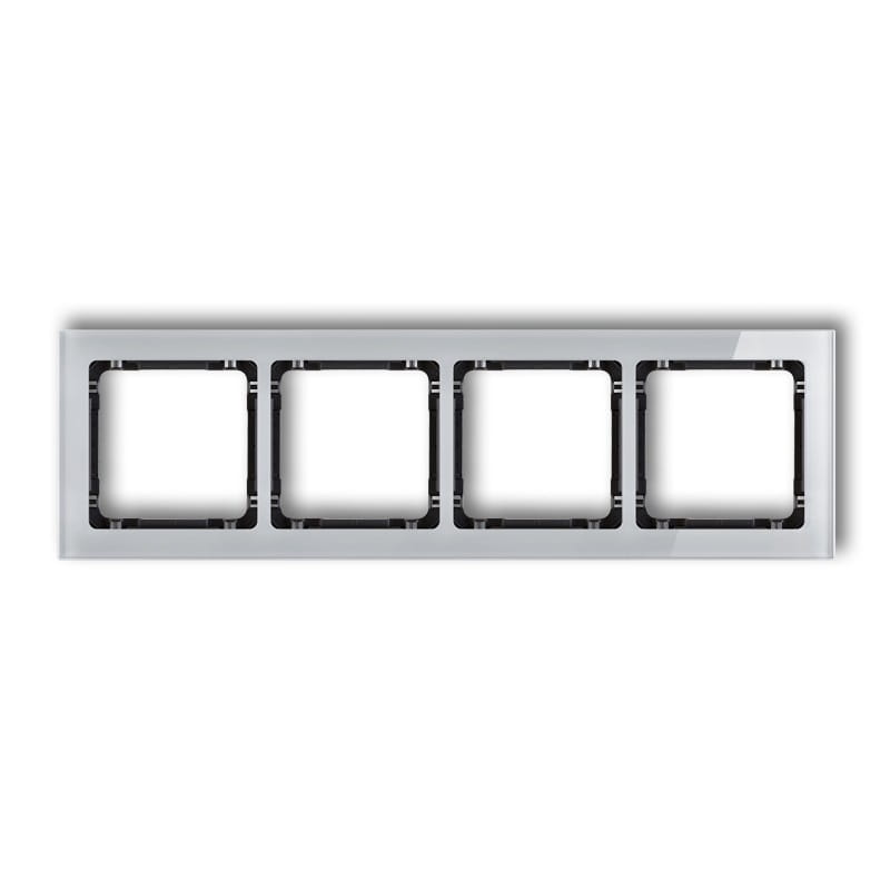 Karlik Deco Szary Ramka Uniwersalna Poczwórna - Efekt Szkła (Ramka: Szara; Spód: Czarny) 15-12-Drs-4
