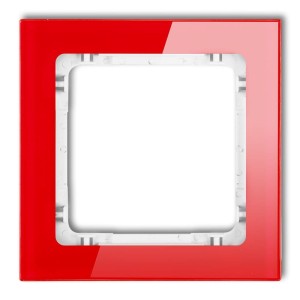 Karlik Deco Czerwony Ramka Uniwersalna Pojedyncza - Efekt Szkła (Ramka: Czerwona; Spód: Biały) 17-0-Drs-1