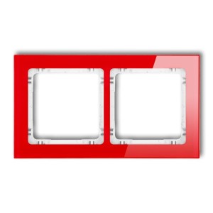 Karlik Deco Czerwony Ramka Uniwersalna Podwójna - Efekt Szkła (Ramka: Czerwona; Spód: Biały) 17-0-Drs-2