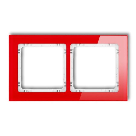 Karlik Deco Czerwony Ramka Uniwersalna Podwójna - Efekt Szkła (Ramka: Czerwona; Spód: Biały) 17-0-Drs-2