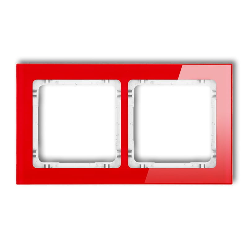 Karlik Deco Czerwony Ramka Uniwersalna Podwójna - Efekt Szkła (Ramka: Czerwona; Spód: Biały) 17-0-Drs-2