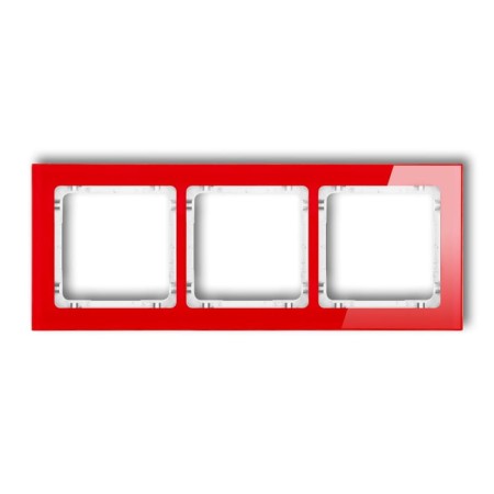 Karlik Deco Czerwony Ramka Uniwersalna Potrójna - Efekt Szkła (Ramka: Czerwona; Spód: Biały) 17-0-Drs-3
