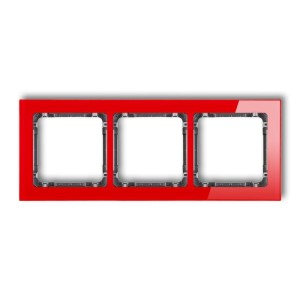 Karlik Deco Czerwony Ramka Uniwersalna Potrójna - Efekt Szkła (Ramka: Czerwona; Spód: Grafitowy) 17-11-Drs-3