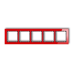 Karlik Deco Czerwony Ramka Uniwersalna Pięciokrotna - Efekt Szkła (Ramka: Czerwona; Spód: Grafitowy) 17-11-Drs-5