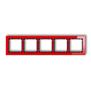 Karlik Deco Czerwony Ramka Uniwersalna Pięciokrotna - Efekt Szkła (Ramka: Czerwona; Spód: Czarny) 17-12-Drs-5