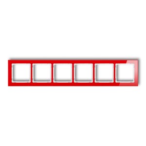Karlik Deco Czerwony Ramka Uniwersalna Sześciokrotna - Efekt Szkła (Ramka: Czerwona; Spód: Biały) 17-0-Drs-6