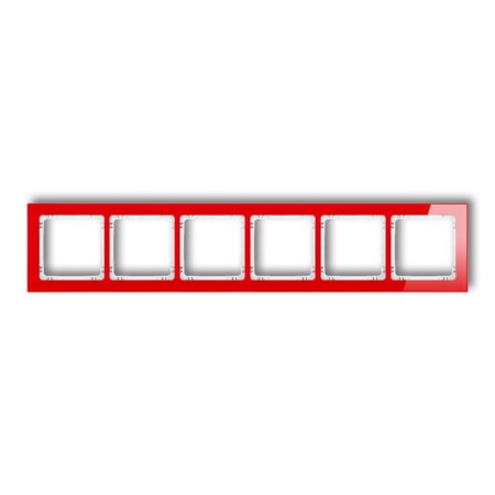 Karlik Deco Czerwony Ramka Uniwersalna Sześciokrotna - Efekt Szkła (Ramka: Czerwona; Spód: Biały) 17-0-Drs-6