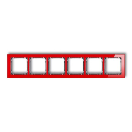 Karlik Deco Czerwony Ramka Uniwersalna Sześciokrotna - Efekt Szkła (Ramka: Czerwona; Spód: Grafitowy) 17-11-Drs-6