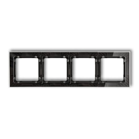 Karlik Deco Transparentny Ramka Uniwersalna Poczwórna Transparentna Deco Art - Efekt Szkła (Ramka: Transparentna; Spód: Czarny) 52-12-Drs-4