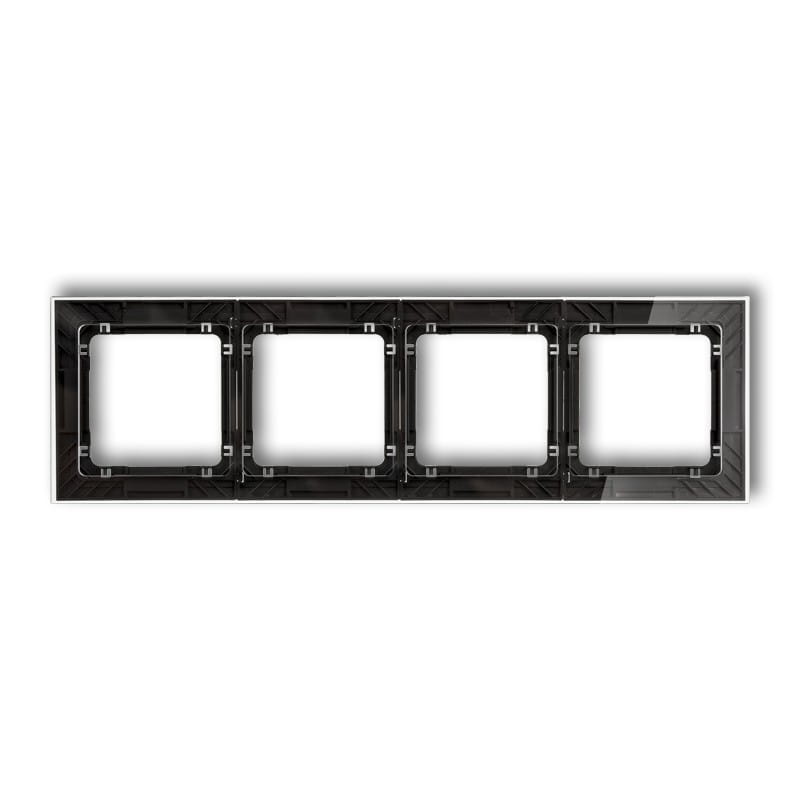 Karlik Deco Transparentny Ramka Uniwersalna Poczwórna Transparentna Deco Art - Efekt Szkła (Ramka: Transparentna; Spód: Czarny) 52-12-Drs-4